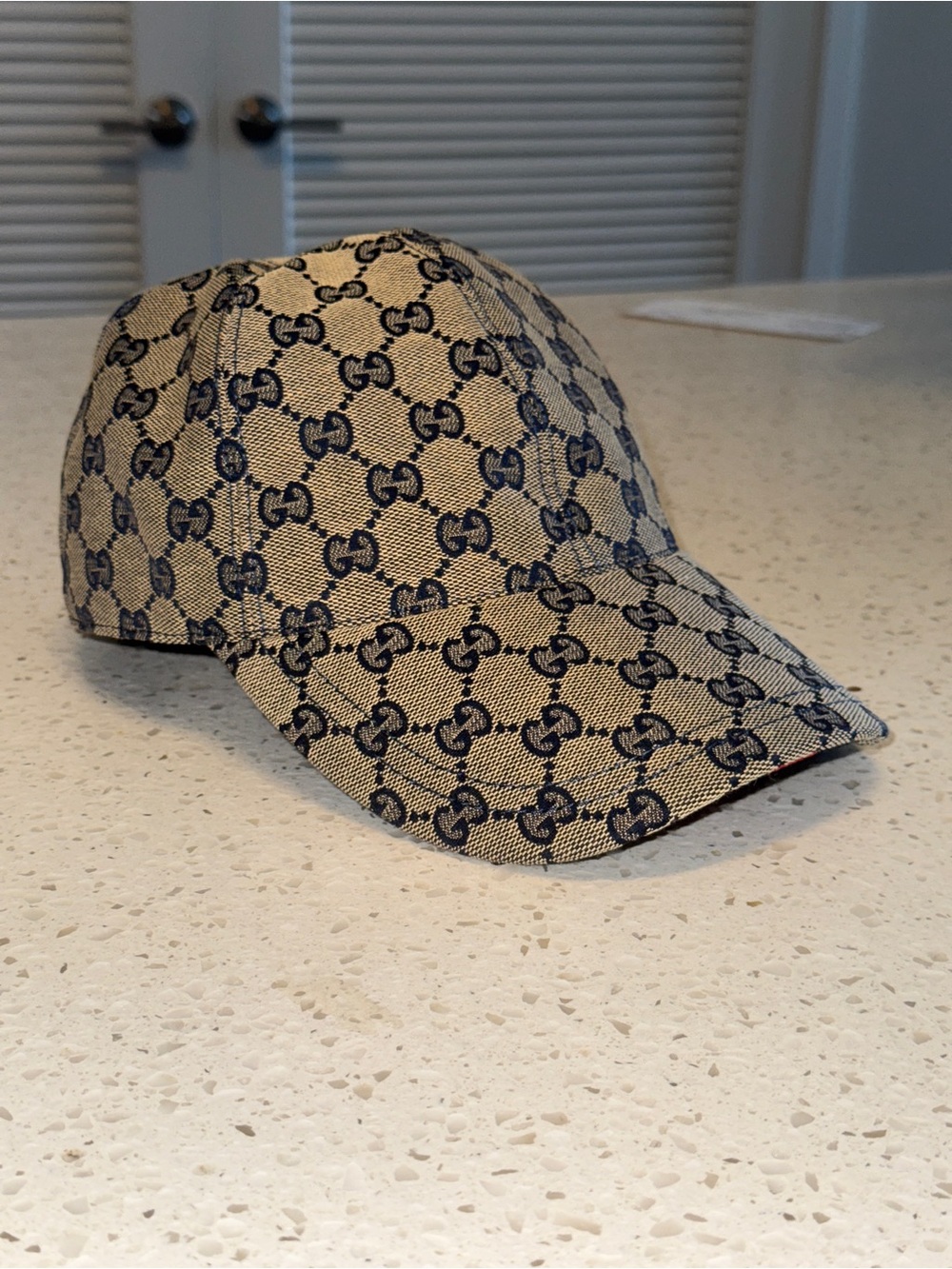 Gucci Beige Navy Red GG Canvas Baseball Cap